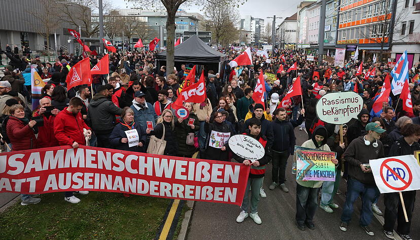 Überwiegend friedlich demonstrierten die Heilbronner am Samstag gegen die AfD und rechtes Gedankengut.