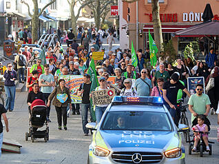 Zahlreiche Menschen gehen f&uuml;r Umwelt- und Klimaschutz auf die Stra&szlig;e.