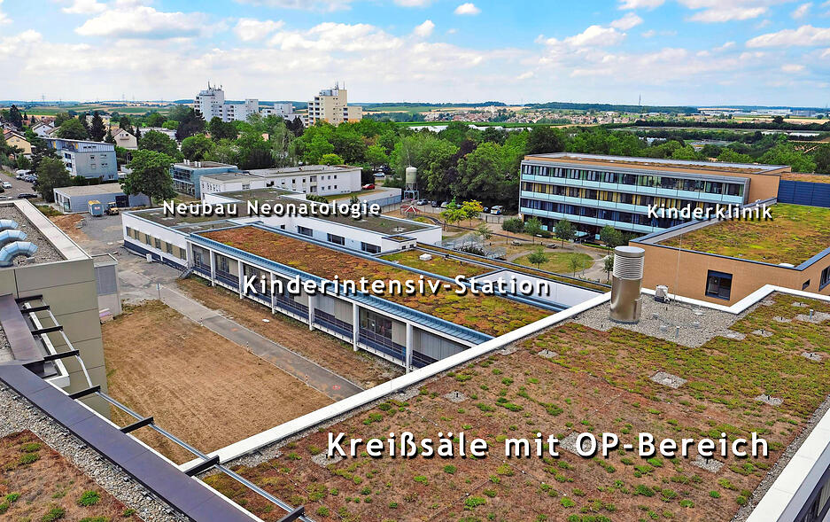 Der Zugang zur neuen Neonatologie am Gesundbrunnen erfolgt über die bisherige Kinderklinik. Foto: Mugler, Montage: HSt