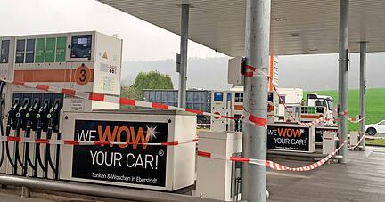 Die zw&ouml;lf Zapfs&auml;ulen der Tankstelle Klemm in Eberstadt sind derzeit gesperrt. Shop und Waschanlage sind ge&ouml;ffnet.