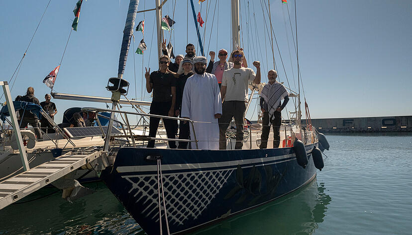 Von Barcelona aus waren Boote der Global Sumud Flotilla Richtung Gazastreifen in See gestochen. Das israelische Milit&auml;r stoppte die Flotte nahe Kreta.