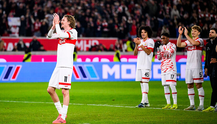 Einer ragte beim 3:2 des VfB Stuttgart gegen Union Berlin heraus: Nick Woltemade (links). Einer ragte beim 3:2 des VfB Stuttgart gegen Union Berlin heraus: Nick Woltemade (links).