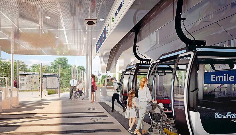 Viele Parallelen zu Heilbronn: Im Großraum Paris soll Ende des Jahres eine Seilbahn das Nahverkehrssystem ergänzen.