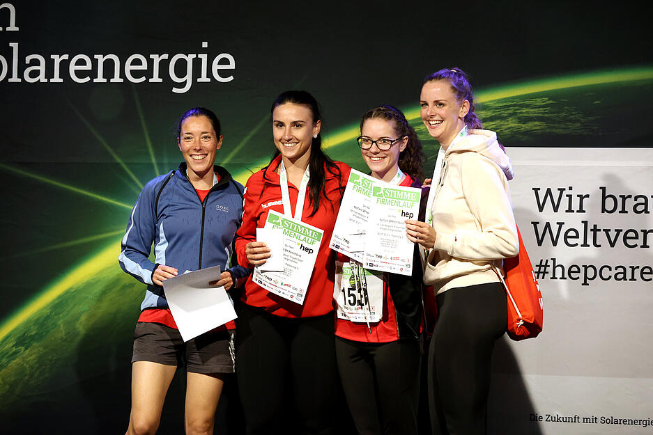 Firmenlauf 2023, Siegerehrung "Kaufland Rennmäuse", 3. Platz Frauenteam