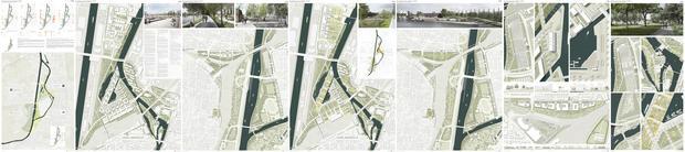 F&uuml;r die Gestaltung des brach liegenden Fruchtschuppenareals n&ouml;rdlich des Hauptbahnhofes und den Bereich Neckarpark mit Innovationspark hip schl&auml;gt die Jury das B&uuml;ro Sinai aus Berlin vor.