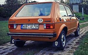 Ein f&uuml;r die DDR in Wolfsburg produzierter Golf.