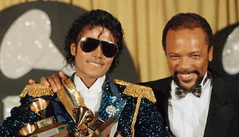 F&uuml;r das Album &laquo;Thriller&raquo; wurden Michael Jackson und Quincy Jones mit mehreren Grammys ausgezeichnet.