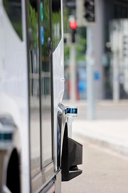 Probefahrt autonomes Bus-Shuttle auf der Bahnhofstraße Heilbronn Probefahrt autonomes Bus-Shuttle auf der Bahnhofstraße Heilbronn