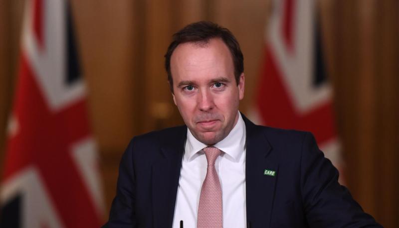 Matt Hancock, Gesundheitsminister von Großbritannien, spricht während einer Pressekonferenz zur Corona-Pandemie in der Downing Street.
