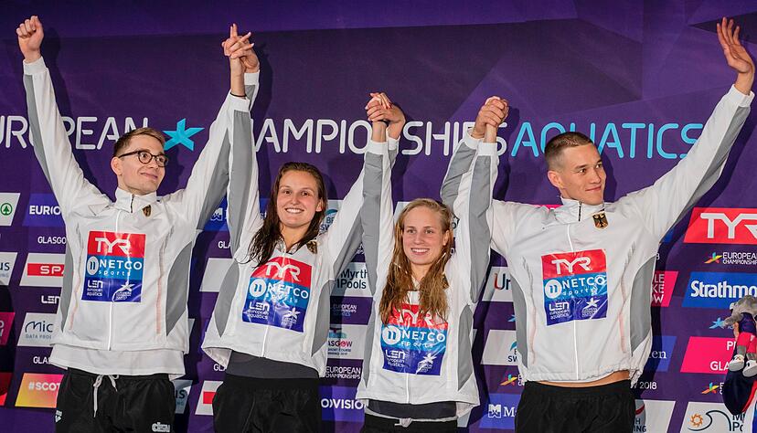 Goldjubel (von links): Henning M&uuml;hlleitner, Annika Bruhn, Refa Foos und Jacob Heidtmann. Foto: DTU/Jo Kleindl