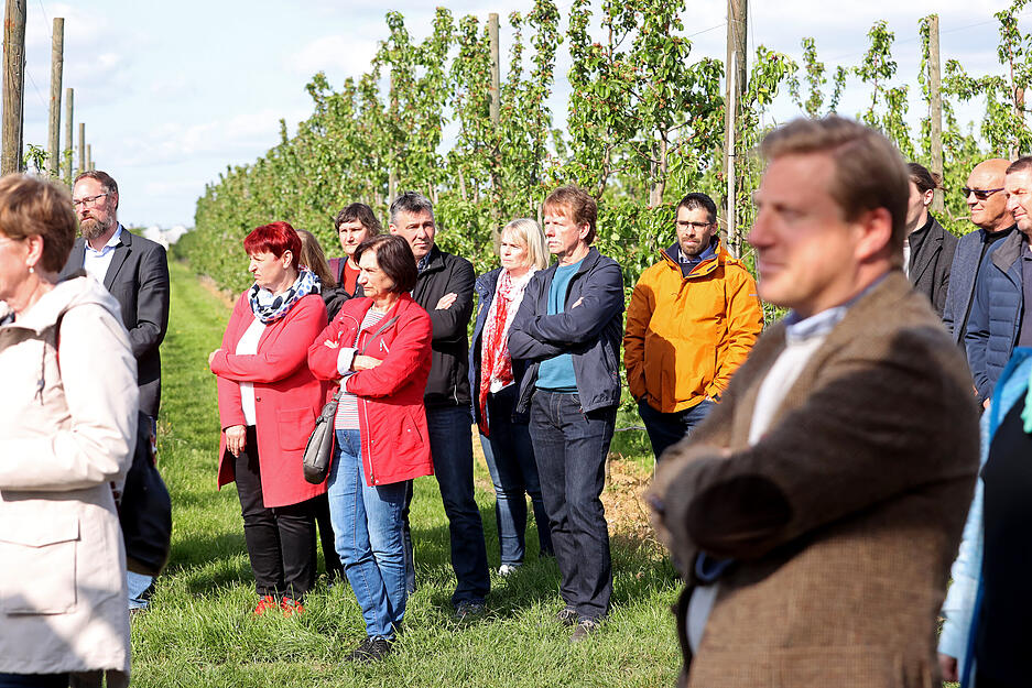 Einweihung der Agrar-PV-Anlage im Obstversuchsgut Heuchlingen in Bad Friedrichshall. Pilotprojekt des Landes Baden-Württemberg. Beerenobstanlage unter APV-Überdachung.