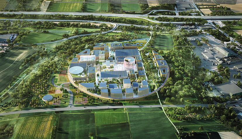 Das Architekturbüro MVRDV aus Rotterdam hat sich den Auftrag für den KI-Park in Heilbronn geholt. Das sind die Entwürfe, wie das Gelände einmal aussehen soll. Das Architekturbüro MVRDV aus Rotterdam hat sich den Auftrag für den KI-Park in Heilbronn geholt. Das sind die Entwürfe, wie das Gelände einmal aussehen soll.