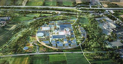 Das Architekturbüro MVRDV aus Rotterdam hat sich den Auftrag für den KI-Park in Heilbronn geholt. Das sind die Entwürfe, wie das Gelände einmal aussehen soll.