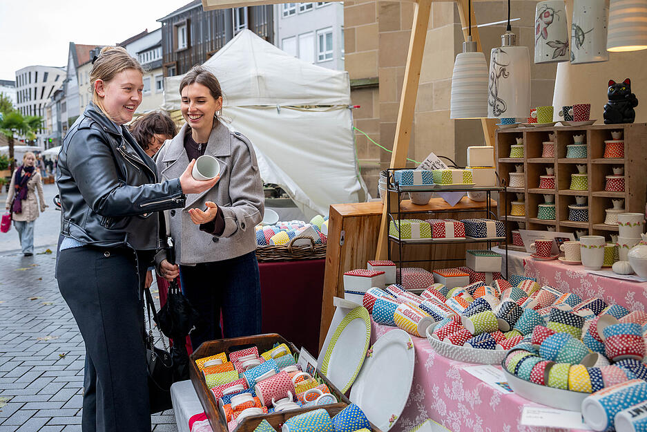 Hafenmarkt am ersten Oktober-Wochenende in Heilbronner Innenstadt.