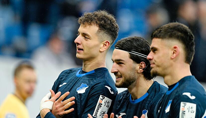 Torsch&uuml;tze Fisnik Asllani (l.): Hoffenheim wirbelt und feiert.