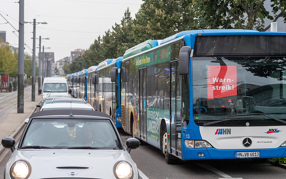 Warnstreik der Busfahrer in Heilbronn