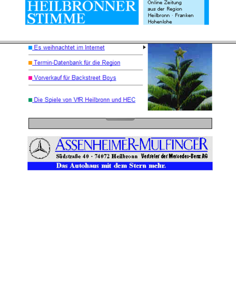 Das Wichtigste gen&uuml;gt: 1996 zeigt Stimme.de vier Beitr&auml;ge aus der Zeitung desselben Tages.