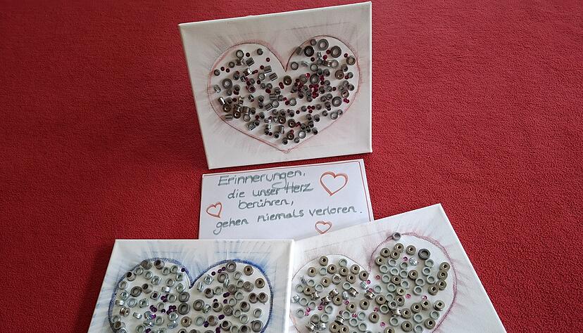 Die Kinder im Forchtenberger Kindergarten haben in diesem Jahr zum Vatertag ein Herz mit Schraubenmuttern gef&uuml;llt.