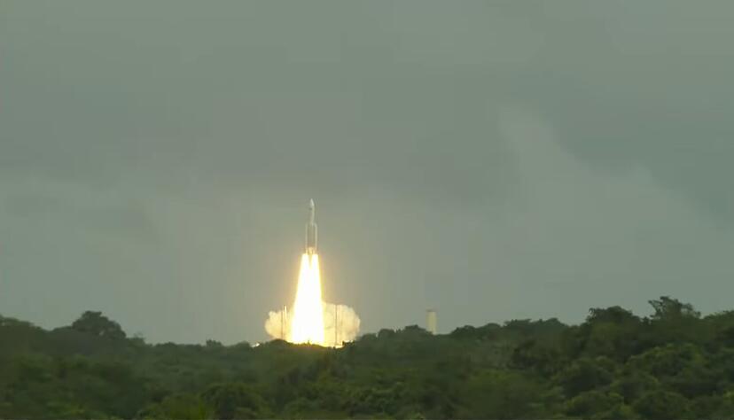 Die Jupiter-Sonde Juice ist am Freitagnachmittag vom Weltraumbahnhof Kourou in Franz&ouml;sisch Guayana ins All gestartet.