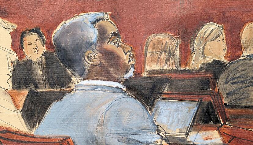 Die Gerichtszeichnung zeigt Sean &laquo;Diddy&raquo; Combs, der den Er&ouml;ffnungspl&auml;doyers am ersten Verhandlungstag vor dem Bundesgericht in Manhattan zuh&ouml;rt. (Archivfoto)