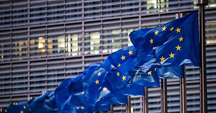 Europaflaggen wehen in Brüssel. Europaflaggen wehen in Brüssel.