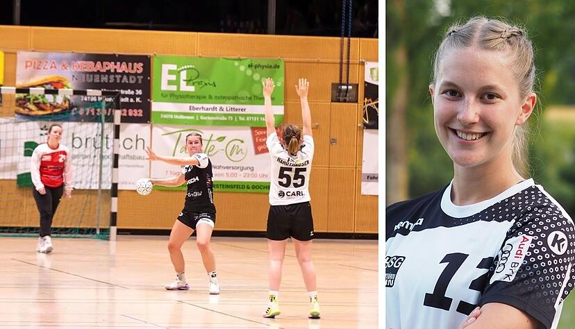 Greta Hofmann von der HSG Kochert&uuml;rn/Stein setzt zum Wurf an, der vom eigenen Kreis aus im Tor des TSV Hardthausen landen wird.