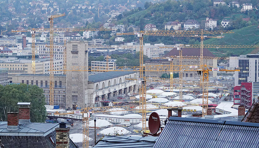 Die Baustelle am Stuttgarter Hauptbahnhof. Der Tiefbahnhof und seine Zulaufstrecken sind für den Deutschlandtakt wichtig.