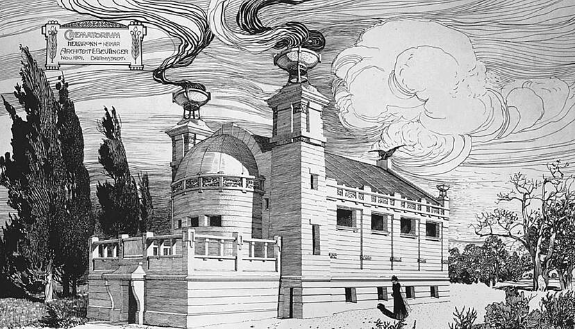 Das Heilbronner Krematorium ist das älteste in Württemberg und ging 1905 in Betrieb. Der Entwurf stammt vom Architekten Emil Beutinger. Foto: Stadt Heilbronn Das Heilbronner Krematorium ist das älteste in Württemberg und ging 1905 in Betrieb. Der Entwurf stammt vom Architekten Emil Beutinger. Foto: Stadt Heilbronn