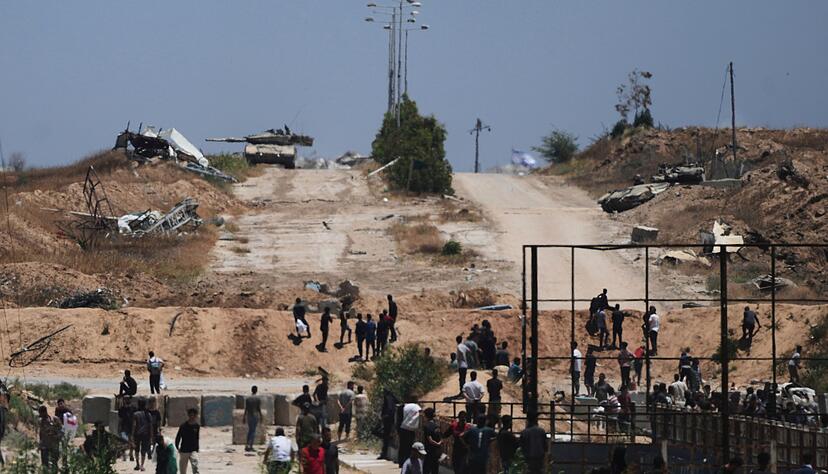 Ein Gebiet bei einem Verteilungszentrum im s&uuml;dlichen Gazastreifen