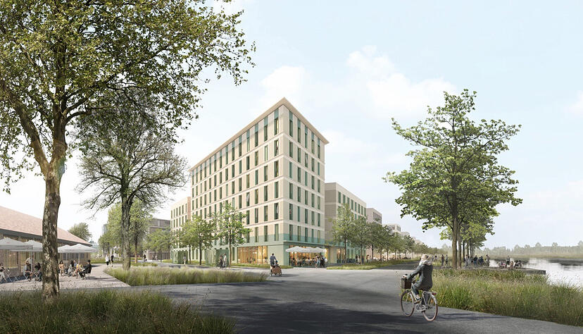 So soll ein Studentenwohnheim im Heilbronner Neckarbogen aussehen. So soll ein Studentenwohnheim im Heilbronner Neckarbogen aussehen.