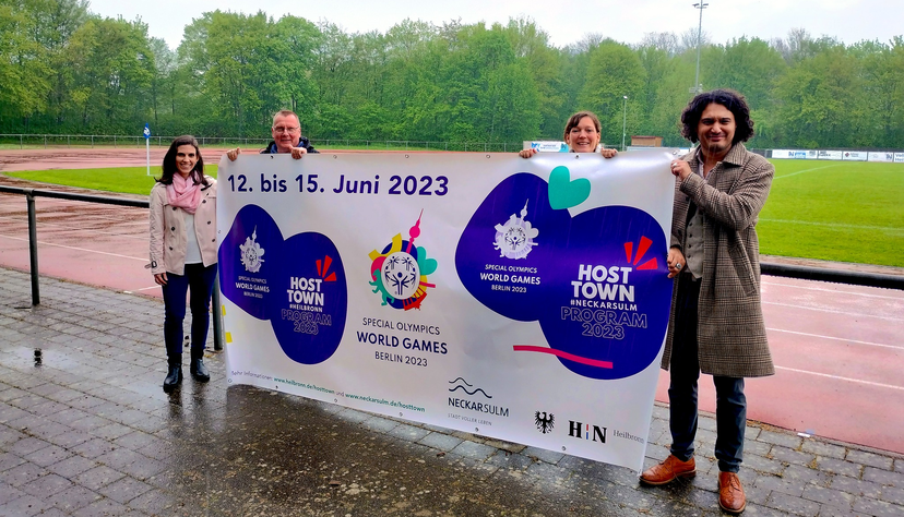 Von links nach rechts: Jessica Korber (stellv. Leitung Kultur- und Sportamt Stadt Neckarsulm), Frank Grzegorzek (Sachbearbeiter Sport, Kultur- & Sportamt Neckarsulm), Irina Richter (Inklusionsbeauftragte Stadt Heilbronn), Altin Zhegrova (Abteilungsleiter Sport im Schul-, Kultur- und Sportamt der Stadt Heilbronn).