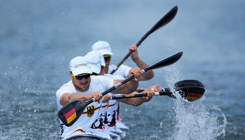 Der deutsche Kajak-Vierer holt Olympia-Gold.