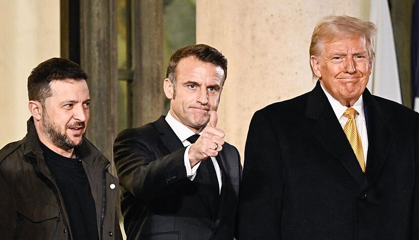 Ziehen in Sachen Ukraine-Politik nicht an einem Strang: der ukrainische Präsident Selenskyj (l.), Frankreichs Staatschef Macron und US-Präsident Trump. (Archivbild) Ziehen in Sachen Ukraine-Politik nicht an einem Strang: der ukrainische Präsident Selenskyj (l.), Frankreichs Staatschef Macron und US-Präsident Trump. (Archivbild)