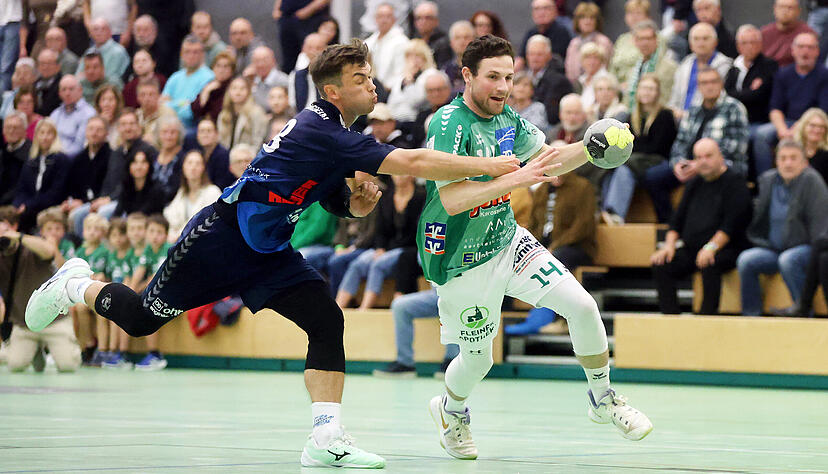 Die Fleiner um Martin Bieger (rechts) haben auch das zweite Derby innerhalb von einer Woche gewonnen, taten sich gegen Bönnigheim mit Jaron May aber enorm schwer. Die Fleiner um Martin Bieger (rechts) haben auch das zweite Derby innerhalb von einer Woche gewonnen, taten sich gegen Bönnigheim mit Jaron May aber enorm schwer.