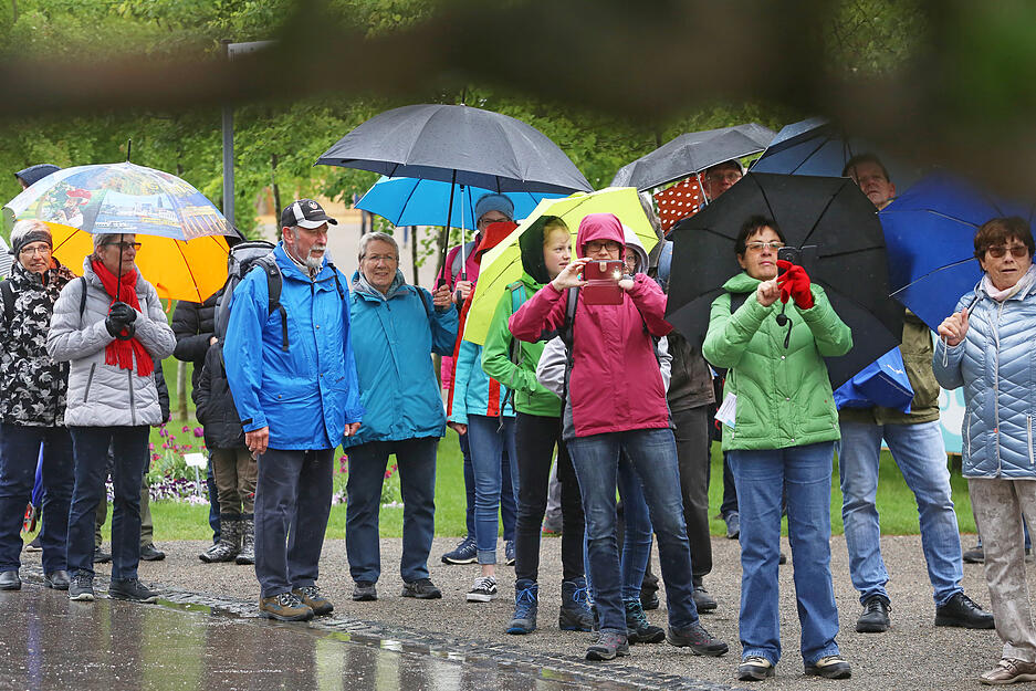 Blasmusik im Regen auf der Buga