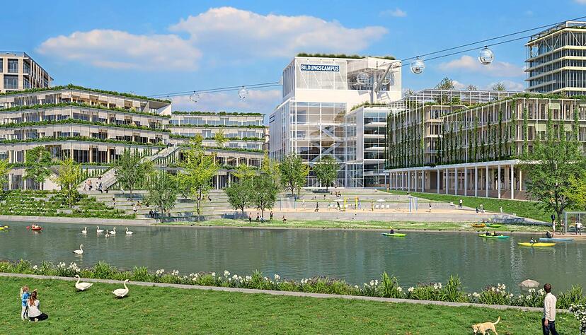 Der Bildungscampus rückt mit seiner nächsten Erweiterung an den Neckar heran. Der Bildungscampus rückt mit seiner nächsten Erweiterung an den Neckar heran.