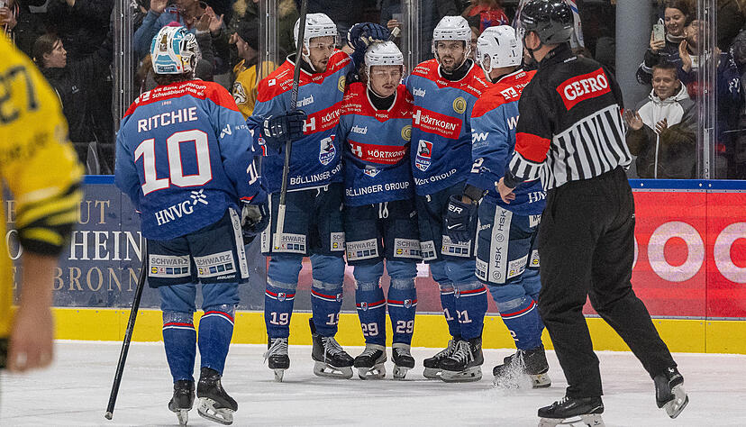 Viel zu jubeln hatten die Falken zuletzt. Das 6:1 in Selb war der zwölfte Sieg in Folge.