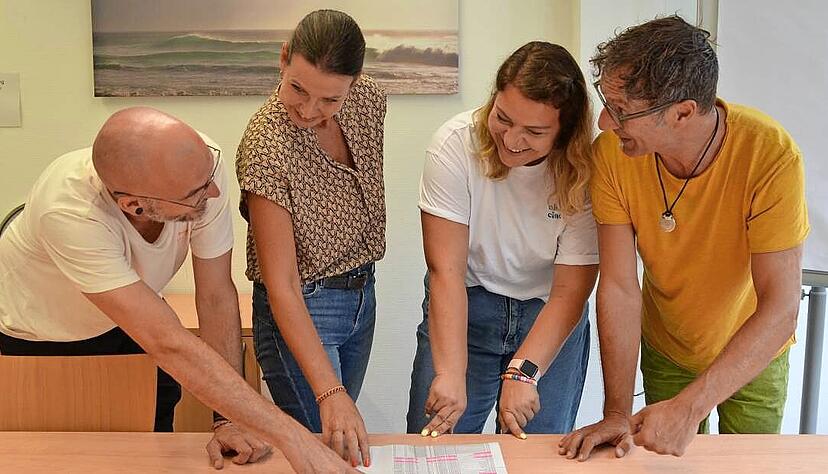 Ins Freizeitprogramm der oH bringen die Macher viele Ideen ein. F&uuml;r Menschen mit Behinderung sind die Ausfl&uuml;ge H&ouml;hepunkte. (von links: Andreas Neubig, Kathrin B&uuml;ntig, Amelie Bleickert und Carsten Hummel.