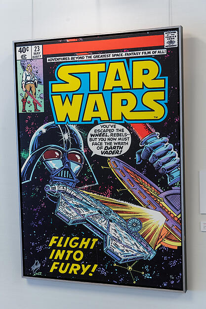 Eröffnung der Ausstellung "Kunst der Sterne" mit Star Wars Kunst und Zeichner und Illustrator Matt Busch.