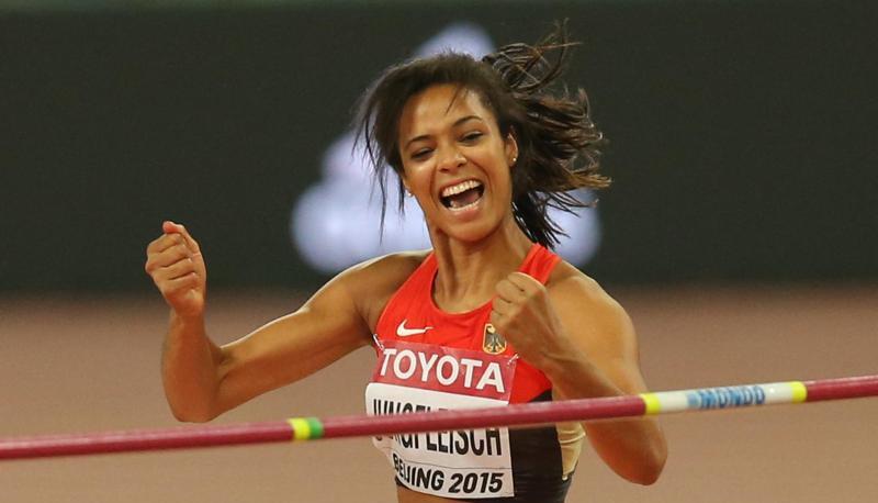 Marie-Laurence Jungfleisch hat sich mit einem Sprung &uuml;ber 1,99 Meter einen Platz in den deutschen Top Ten gesichert. Foto: Christian Charisius