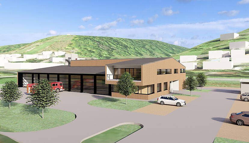 So h&auml;tte die alte Vollversion des Feuerwehrger&auml;tehauses in Forchtenberg aussehen k&ouml;nnen. In Holzbauweise, mit &Uuml;bungsturm und Waschhalle.