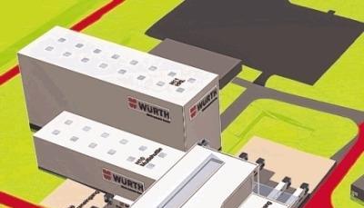 Hochregallager, Multishuttle und ein neuer Wareneingang im Plan.Foto: Würth Hochregallager, Multishuttle und ein neuer Wareneingang im Plan.Foto: Würth