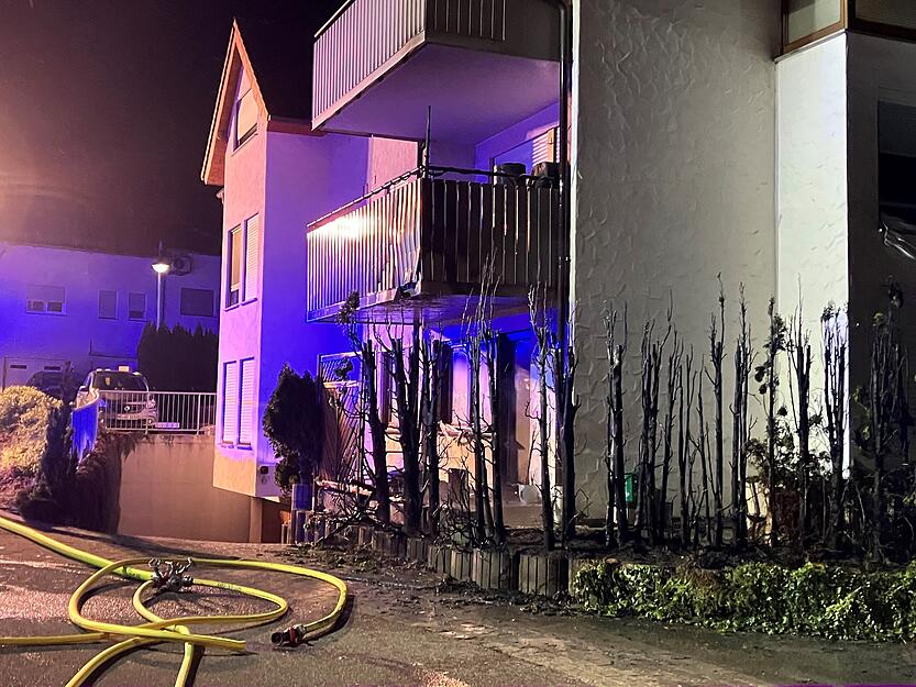 Brand einer Thuja-Hecke in Obersulm-Willsbach.