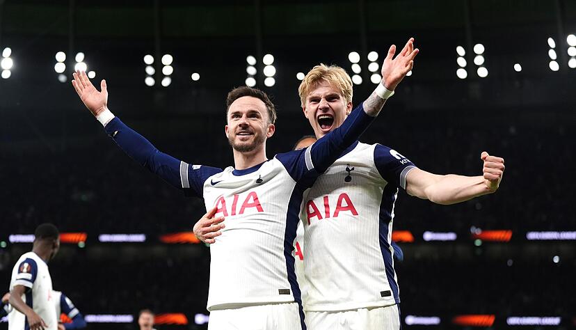 Bereit für Frankfurt: James Maddison (l) trifft für Tottenham im Achtelfinale gegen AZ Alkmaar.