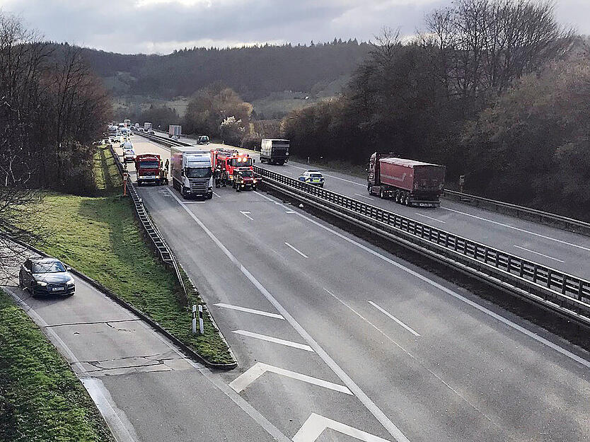 Lkw-Auffahrunfall auf der A6 bei Weinsberg
