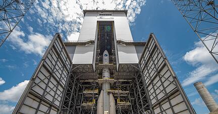 Die Startrampe der Ariane 6 auf dem europäischen Weltraumbahnhof in Französisch-Guayana. Die Startrampe der Ariane 6 auf dem europäischen Weltraumbahnhof in Französisch-Guayana.