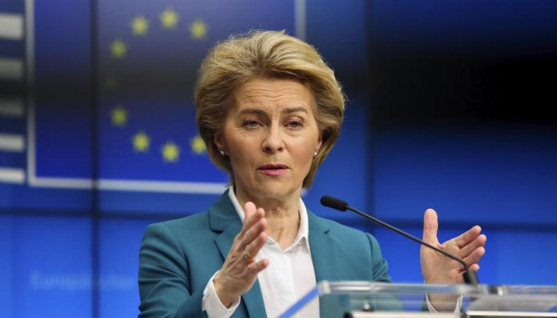 Ursula von der Leyen (CDU), Präsidentin der Europäischen Kommission, während einer Videokonferenz mit den Staats- und Regierungschefs der G7.