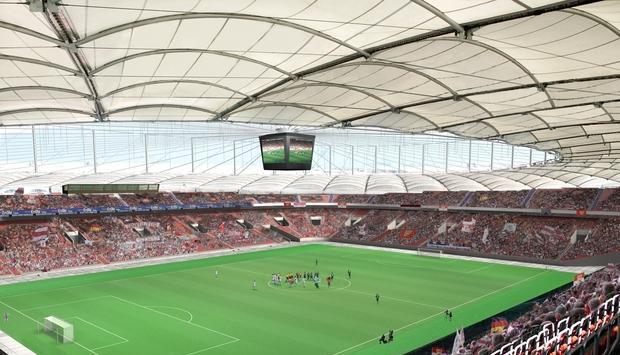 So soll es ab 2011 in der Mercedes-Benz-Arena aussehen. Die Laufbahn ist verschwunden, die Fans hinter den Toren sind näher dran am Spielfeld. Computeranimation: asp So soll es ab 2011 in der Mercedes-Benz-Arena aussehen. Die Laufbahn ist verschwunden, die Fans hinter den Toren sind näher dran am Spielfeld. Computeranimation: asp
