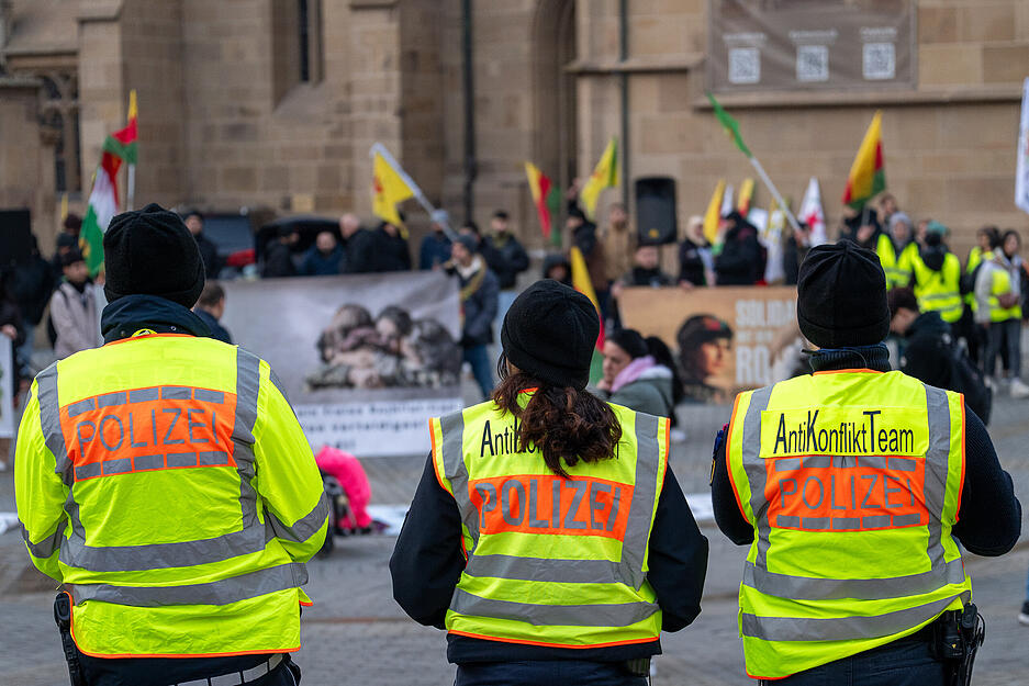 Laut Polizei verlief die Kundgebung auf dem Heilbronner Kiliansplatz friedlich.