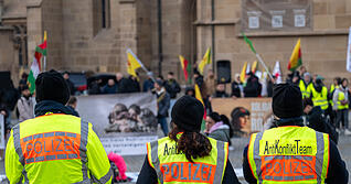Laut Polizei verlief die Kundgebung auf dem Heilbronner Kiliansplatz friedlich.